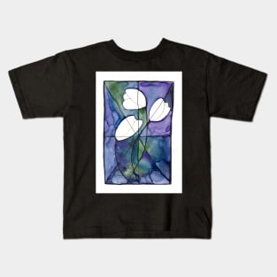 Tulips in a Stained Glass Window Kids T-Shirt